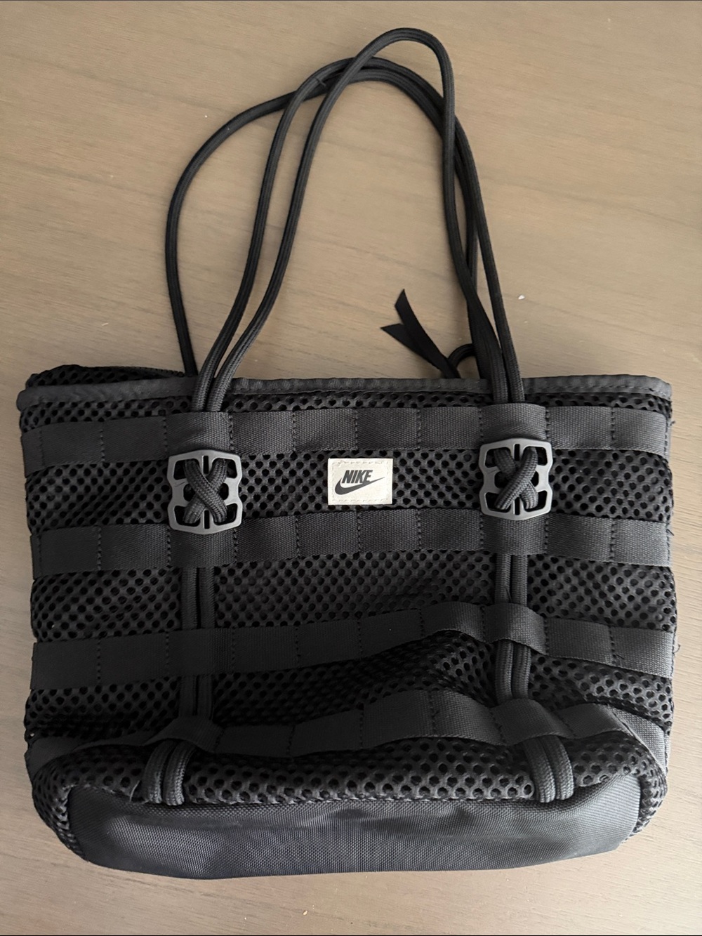 Nike Black Mesh Rope-Handle Tote